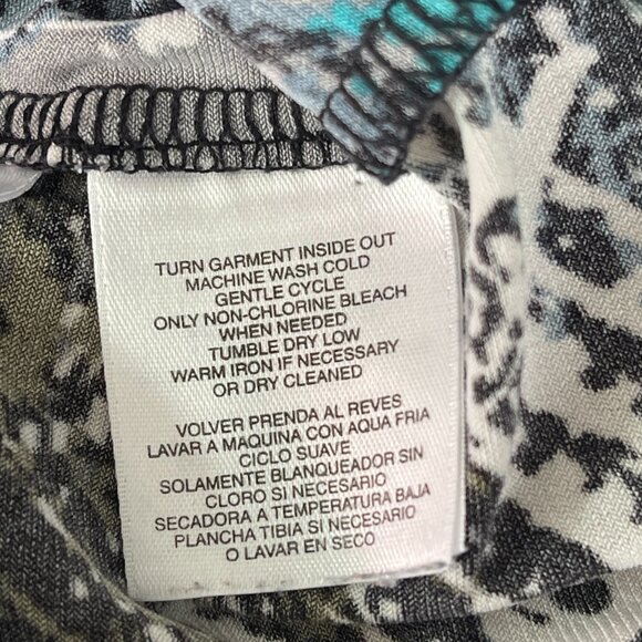 Jones Studio Sleeveless Black and White Top with Fun Splashes of Teal, Size 2X - Picture 7 of 7